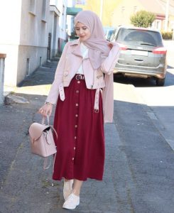 Button Skirt style for hijab