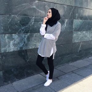 White sneakers hijab outfit