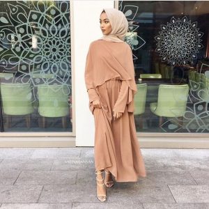 nude hijab style with dress