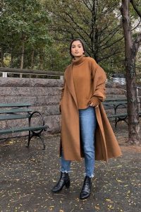 Chic Ways to Style Camel Coat With Hijab Outfit