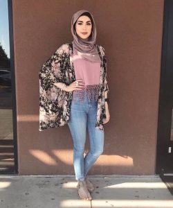 Floral Outer For Hijab Outfit