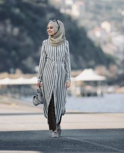 Striped Dress For Hijab Fashion