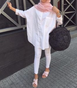 white blouse hijab outfit