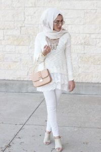 white scarf outfit