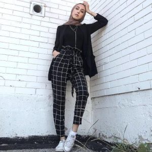 Checked pants hijab style