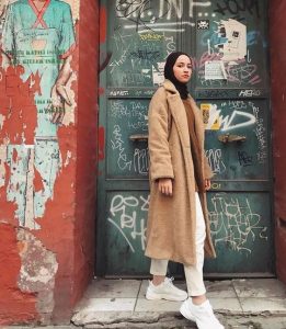 Hijab + Teddy Coat + Camel (withahsen)