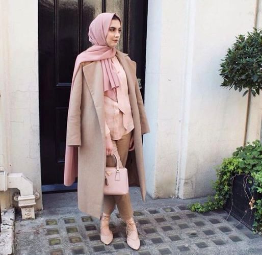 classy long coat hijab chic