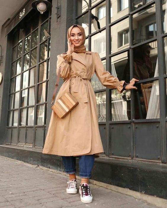 Hijab Trench Coat Outfit