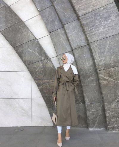 Spring Hijab Outfit Ideas With Trench Coat - Hijab-style