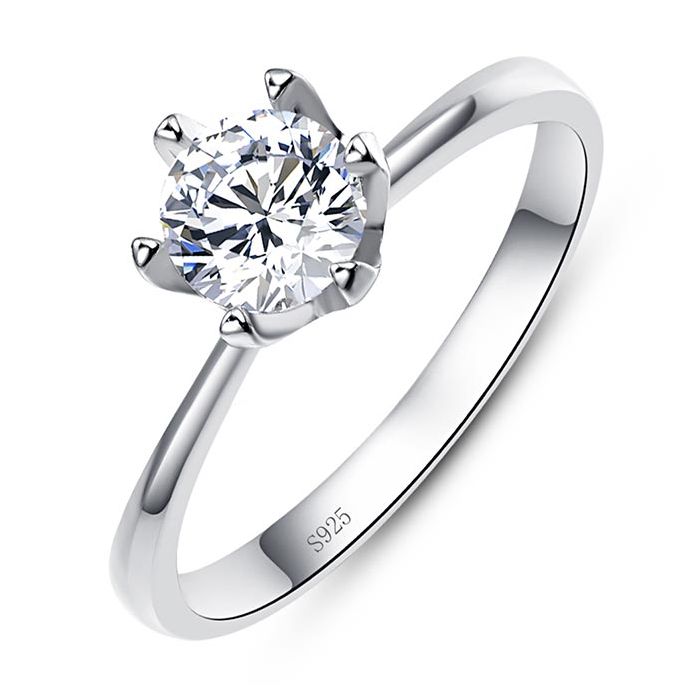 Sterling Silver women's engagement ring with diamond