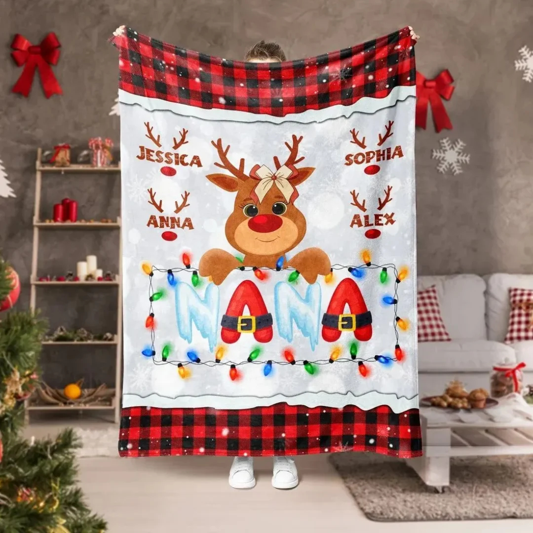Personalized Reindeer Christian Blanket