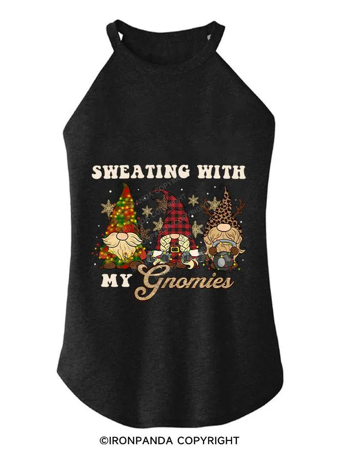 SWEATING WITN MY GNOMIES TRI ROCKER COTTON TANK
